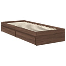 vidaXL Tárolós Ágy fiókkal fejtámlával Barna Tölgy 70 x 190 cm Faanyag