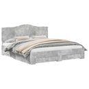 vidaXL Ágykeret fejtámlával fiókkal Beton Szürke 200 x 200 cm Faanyag