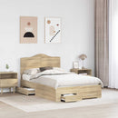 vidaXL Ágykeret fejtámlával fiókkal Sonoma tölgy 135 x 190 cm Faanyag