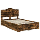 vidaXL Ágykeret fejtámlával fiókkal Füstölt tölgy 135 x 190 cm Faanyag