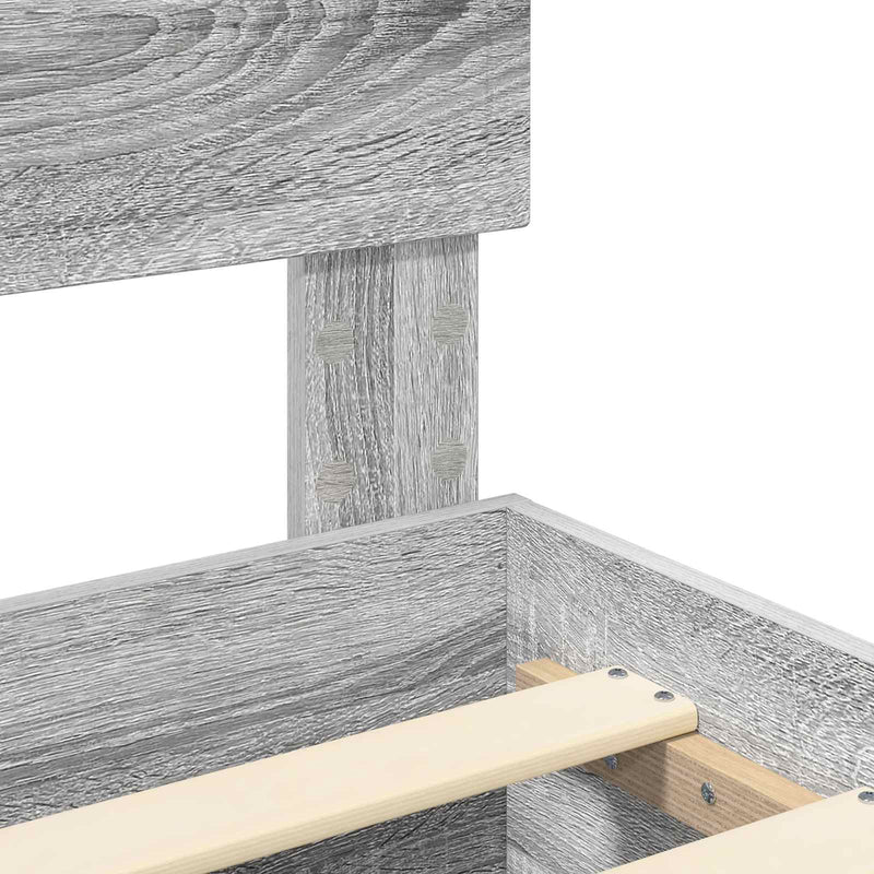 vidaXL Ágykeret fejtámlával fiókkal Szürke Sonoma 120 x 200 cm Faanyag