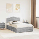 vidaXL Ágykeret fejtámlával fiókkal Szürke Sonoma 120 x 200 cm Faanyag