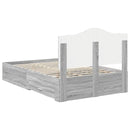 vidaXL Ágykeret fejtámlával fiókkal Szürke Sonoma 120 x 200 cm Faanyag