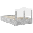 vidaXL Ágykeret fejtámlával fiókkal Beton Szürke 120 x 190 cm Faanyag