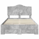 vidaXL Ágykeret fejtámlával fiókkal Beton Szürke 120 x 190 cm Faanyag
