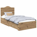 vidaXL Ágykeret fejtámlával fiókkal Artisan tölgy 100 x 200 cm Faanyag