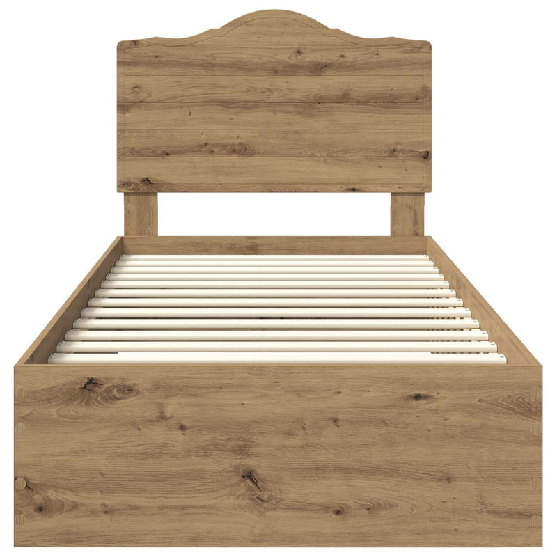 vidaXL Ágykeret fejtámlával fiókkal Artisan tölgy 100 x 200 cm Faanyag