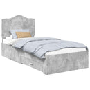 vidaXL Ágykeret fejtámlával fiókkal Beton Szürke 70 x 190 cm Faanyag