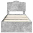 vidaXL Ágykeret fejtámlával fiókkal Beton Szürke 70 x 190 cm Faanyag