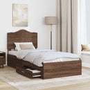 vidaXL Ágykeret fejtámlával fiókkal Barna Tölgy 70 x 190 cm Faanyag