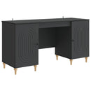 vidaXL Asztal polcokkal tárolóval Fekete 142,5 x 50 x 75 cm Szerelt Fa