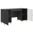 vidaXL Asztal polcokkal tárolóval Fekete 142,5 x 50 x 75 cm Szerelt Fa