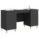 vidaXL Asztal polcokkal tárolóval Fekete 142,5 x 50 x 75 cm Szerelt Fa