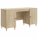 vidaXL Asztal polcokkal tárolóval Sonoma 142,5 x 50 x 75 cm Szerelt Fa