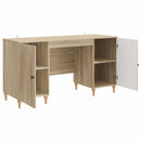 vidaXL Asztal polcokkal tárolóval Sonoma 142,5 x 50 x 75 cm Szerelt Fa