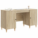 vidaXL Asztal polcokkal tárolóval Sonoma 142,5 x 50 x 75 cm Szerelt Fa
