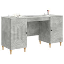 vidaXL Asztal polcokkal Betonszürke 142,5 x 50 x 75 cm Szerelt Fa