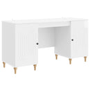vidaXL Asztal polcokkal Fényes Fehér 142,5 x 50 x 75 cm Szerelt Fa
