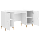 vidaXL Asztal polcokkal Fényes Fehér 142,5 x 50 x 75 cm Szerelt Fa