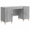 vidaXL Asztal polcokkal Szürke Sonoma 142,5 x 50 x 75 cm Szerelt Fa