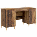 vidaXL Asztal polcokkal ajtóval Antik Fa 142,5 x 50 x 75 cm Szerelt Fa