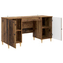 vidaXL Asztal polcokkal ajtóval Antik Fa 142,5 x 50 x 75 cm Szerelt Fa