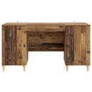 vidaXL Asztal polcokkal ajtóval Antik Fa 142,5 x 50 x 75 cm Szerelt Fa