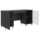 vidaXL Asztal polcokkal tárolóval Fekete 142,5 x 50 x 75 cm Szerelt Fa