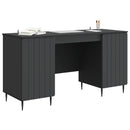 vidaXL Asztal polcokkal tárolóval Fekete 142,5 x 50 x 75 cm Szerelt Fa