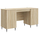 vidaXL Asztal polcokkal Sonoma Tölgy 142,5 x 50 x 75 cm Szerelt Fa