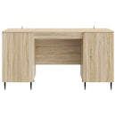 vidaXL Asztal polcokkal Sonoma Tölgy 142,5 x 50 x 75 cm Szerelt Fa