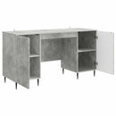 vidaXL Asztal polcokkal Betonszürke 142,5 x 50 x 75 cm Szerelt Fa