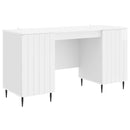 vidaXL Asztal polcokkal Magasfényű Fehér 142,5 x 50 x 75 cm Szerelt Fa