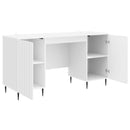 vidaXL Asztal polcokkal Magasfényű Fehér 142,5 x 50 x 75 cm Szerelt Fa
