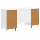 vidaXL Asztal polcokkal Magasfényű Fehér 142,5 x 50 x 75 cm Szerelt Fa