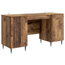 vidaXL Asztal polcokkal ajtóval Antik Fa 142,5 x 50 x 75 cm Szerelt Fa