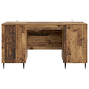 vidaXL Asztal polcokkal ajtóval Antik Fa 142,5 x 50 x 75 cm Szerelt Fa