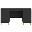 vidaXL Asztal polcokkal tárolóval Fekete 142,5 x 50 x 75 cm Szerelt Fa