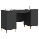 vidaXL Asztal polcokkal tárolóval Fekete 142,5 x 50 x 75 cm Szerelt Fa