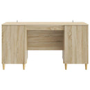 vidaXL Asztal polcokkal Sonoma Tölgy 142,5 x 50 x 75 cm Szerelt Fa