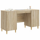 vidaXL Asztal polcokkal Sonoma Tölgy 142,5 x 50 x 75 cm Szerelt Fa