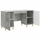 vidaXL Asztal polcokkal Betonszürke 142,5 x 50 x 75 cm Szerelt Fa