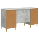 vidaXL Asztal polcokkal Betonszürke 142,5 x 50 x 75 cm Szerelt Fa
