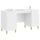 vidaXL Asztal polcokkal Magasfényű Fehér 142,5 x 50 x 75 cm Szerelt Fa
