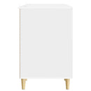 vidaXL Asztal polcokkal Magasfényű Fehér 142,5 x 50 x 75 cm Szerelt Fa