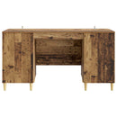 vidaXL Asztal polcokkal ajtóval Antik Fa 142,5 x 50 x 75 cm Szerelt Fa