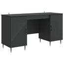 vidaXL Asztal polcokkal tárolóval Fekete 142,5 x 50 x 75 cm Szerelt Fa