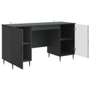 vidaXL Asztal polcokkal tárolóval Fekete 142,5 x 50 x 75 cm Szerelt Fa