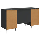vidaXL Asztal polcokkal tárolóval Fekete 142,5 x 50 x 75 cm Szerelt Fa