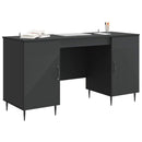 vidaXL Asztal polcokkal tárolóval Fekete 142,5 x 50 x 75 cm Szerelt Fa